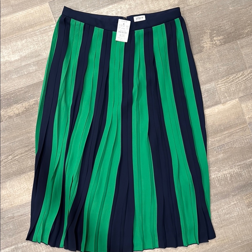 J. Crew Striped Green and Navy Skirt